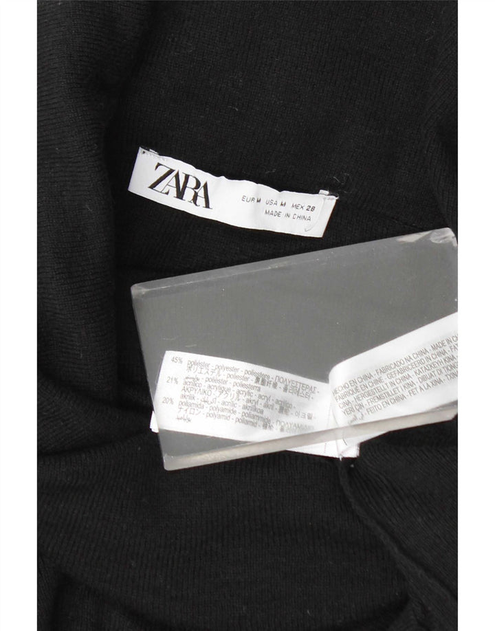 Suéter feminino Zara com gola redonda e poliéster preto médio 12
