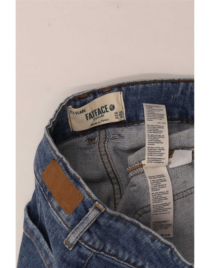 Fat Face Womens Fly Flared Jeans Reino Unido 12 Médio W30 L31 Azul Algodão