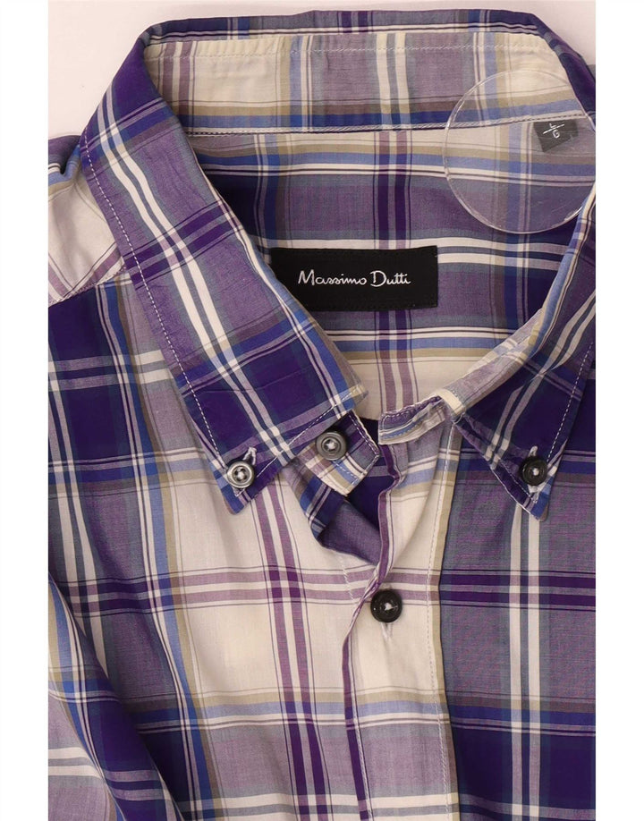 Camisa masculina Massimo Dutti grande xadrez roxo