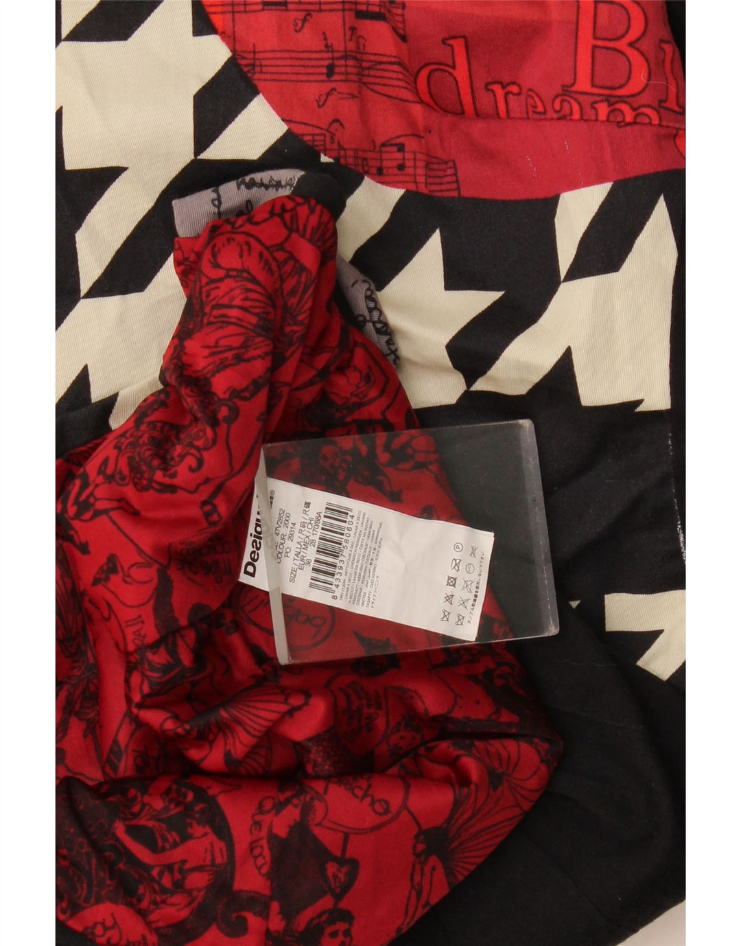 Vestido feminino Desigual com bainha gráfica EU 38 médio patchwork multicolorido