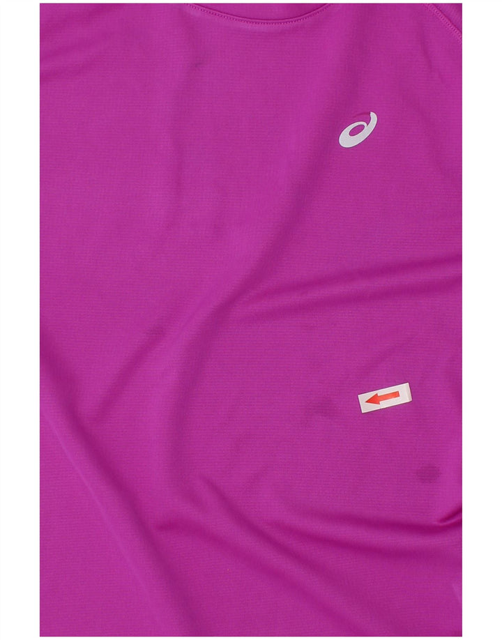 Camiseta Asics Meninos Top 10-11 Anos Pequeno Roxo Listrado Poliéster