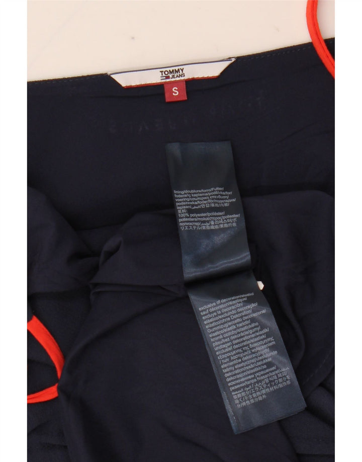 Vestido slip feminino Tommy Hilfiger Reino Unido 10 pequeno azul marinho poliéster