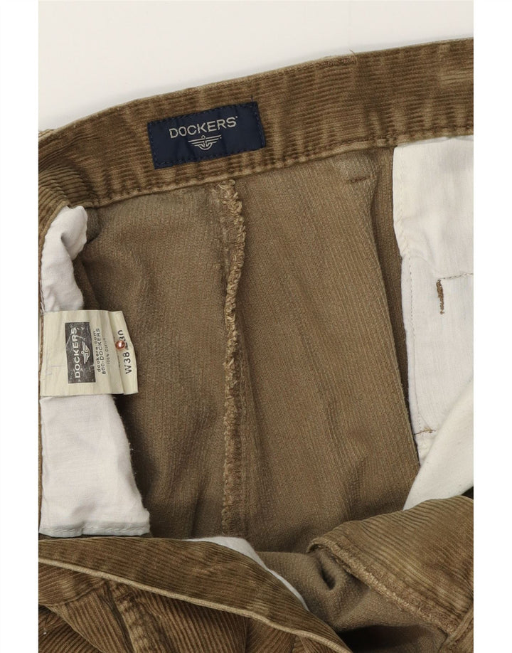 Calça masculina de veludo cotelê DOCKERS W38 L30 algodão cáqui