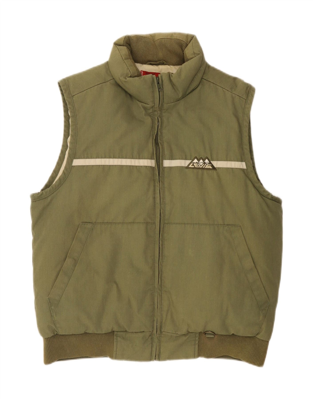 Colete acolchoado masculino Levi's UK 40 grande bloco colorido cáqui