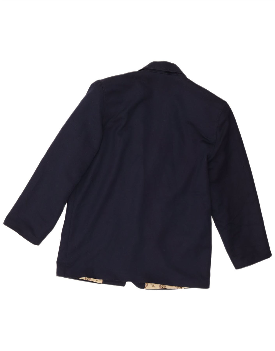 Jaqueta blazer feminina vintage de 1 botão Reino Unido 14 poliéster azul marinho médio