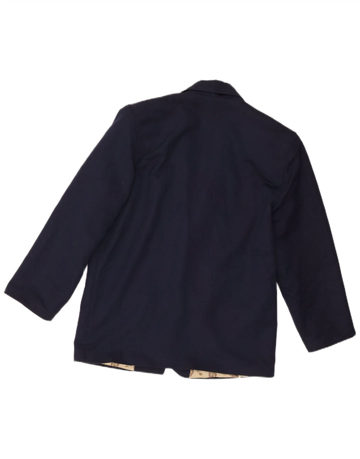 Jaqueta blazer feminina vintage de 1 botão Reino Unido 14 poliéster azul marinho médio