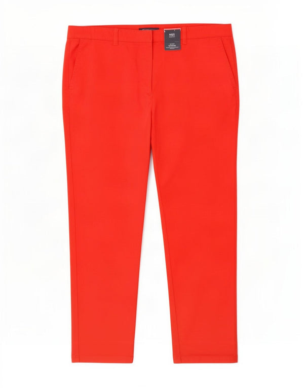 Calça chino feminina de cintura média Marks & Spencer UK 18 XL W38 L27 vermelha