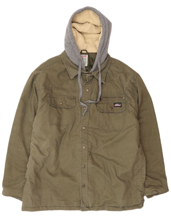 Jaqueta utilitária masculina DICKIES com capuz UK 42 XL cáqui algodão colorblock