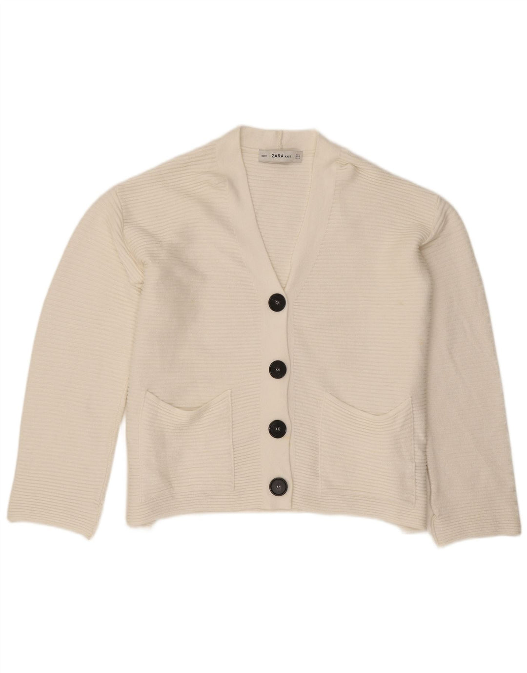 Suéter cardigã feminino grande da Zara Reino Unido 10 viscose branca pequena