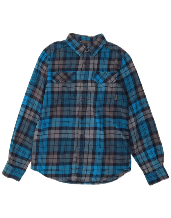 Columbia Camisa masculina de flanela Omni-Wick pequena azul xadrez de algodão