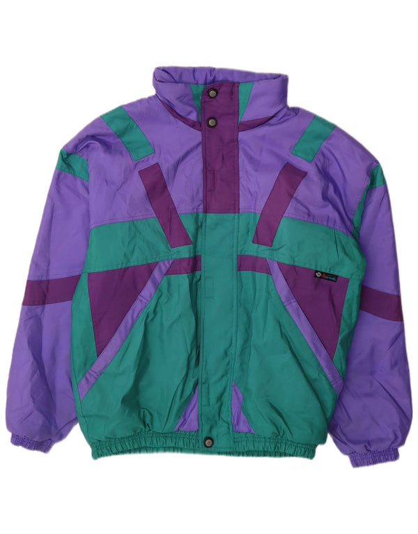 Jaqueta de esqui masculina Sergio Tacchini UK 42 XL roxo Colourblock poliéster