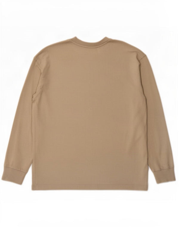 Zara Top feminino oversized manga comprida algodão bege médio