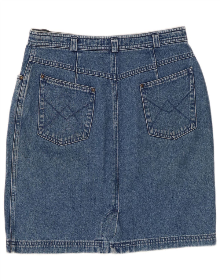Saia jeans feminina vintage UE 40 médio W28 algodão azul
