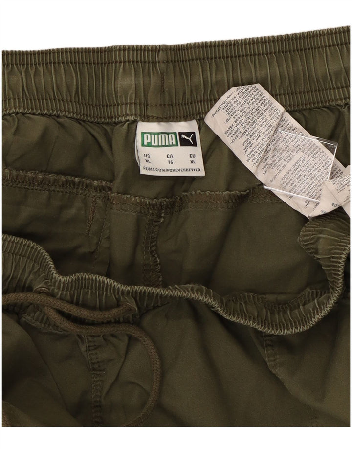 PUMA Mens Joggers Cargo Calças XL W38 L28 Algodão Cáqui