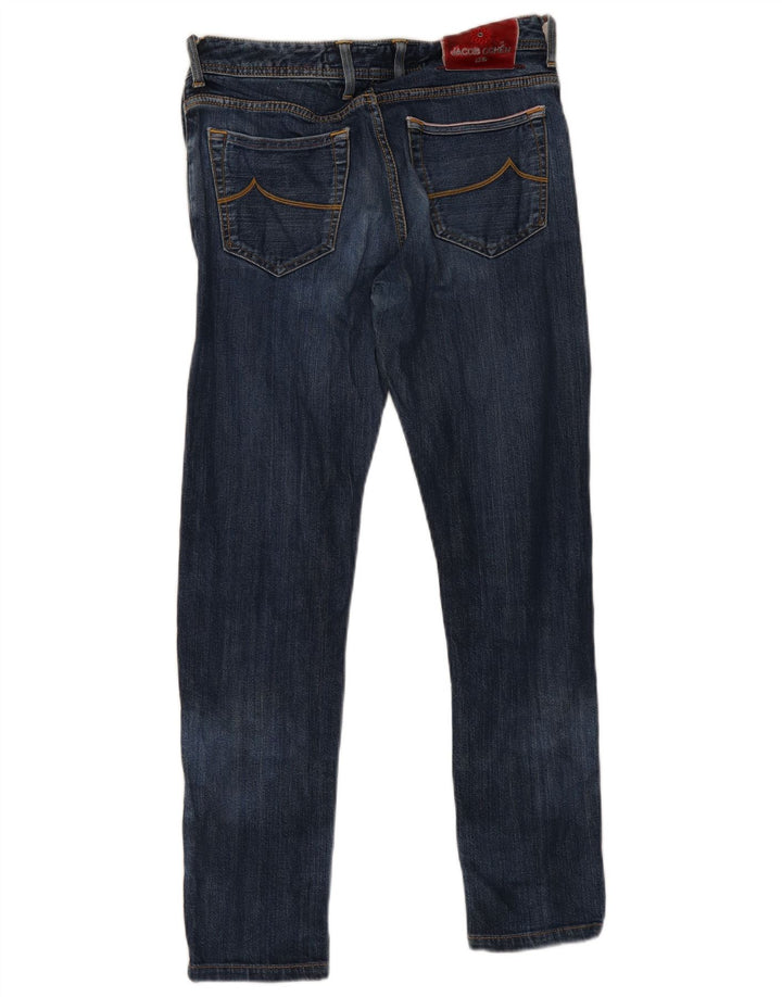 Jacob Cohen Jeans feminino feito à mão slim W31 L28 algodão azul