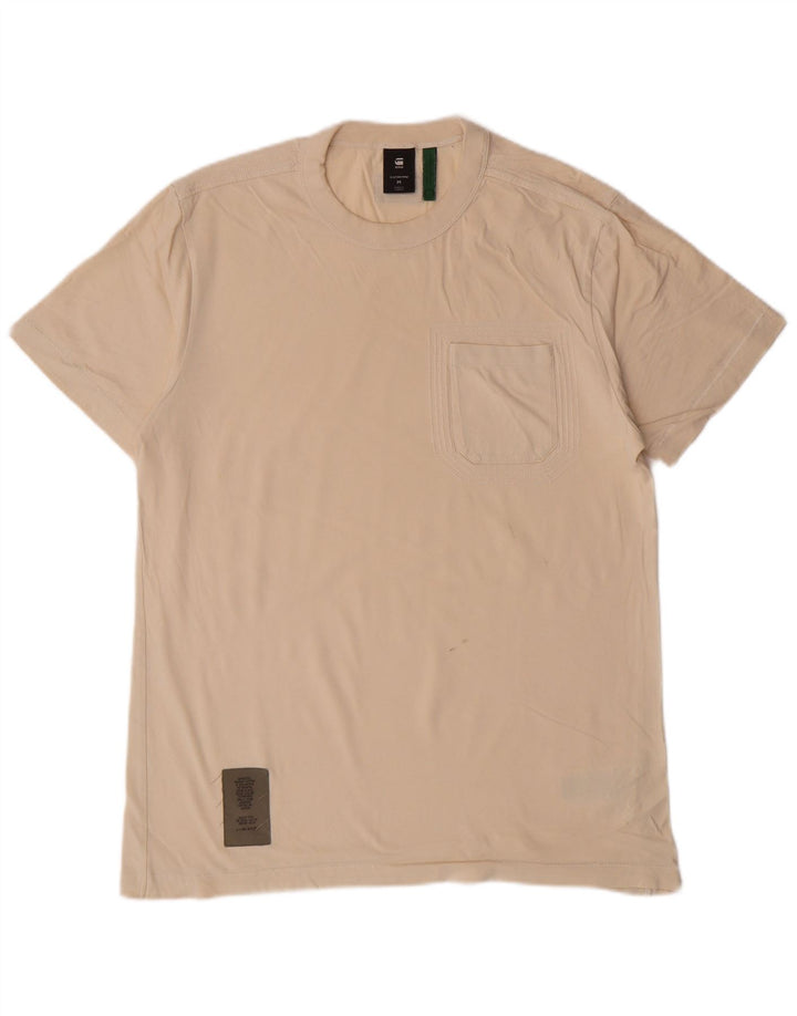 Camiseta masculina G-STAR top médio off white algodão