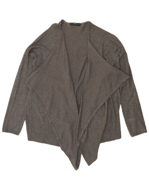 Suéter cardigã aberto assimétrico grande Zara feminino Reino Unido 10 pequeno cinza