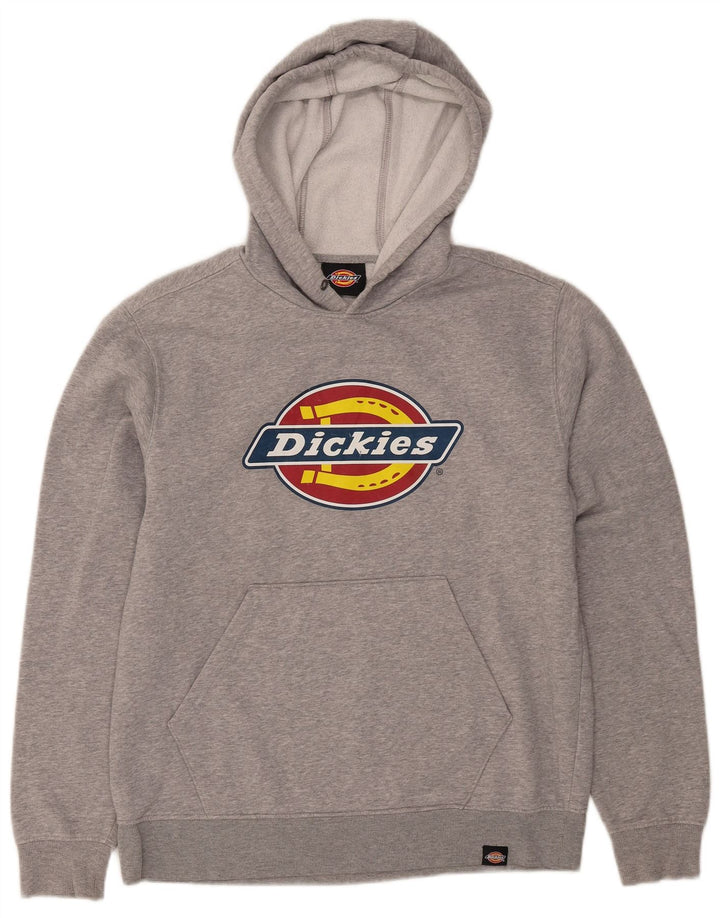 Suéter masculino com capuz gráfico DICKIES algodão manchado cinza médio