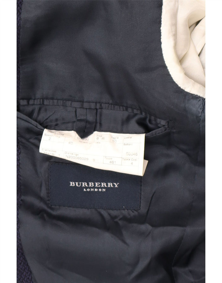 Jaqueta blazer masculina Burberry com 3 botões IT 50 médio azul marinho clássico