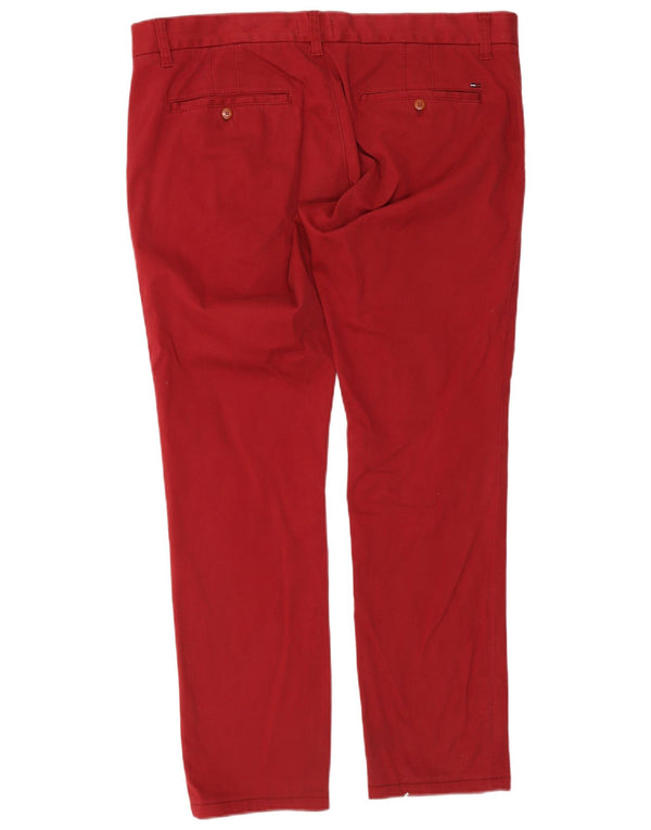 Tommy Hilfiger Mens Slim Chino Calças W38 L30 Algodão Vermelho