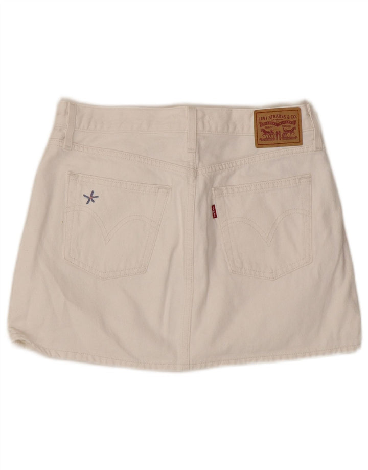 Saia jeans feminina Levi's W27 pequena algodão branco