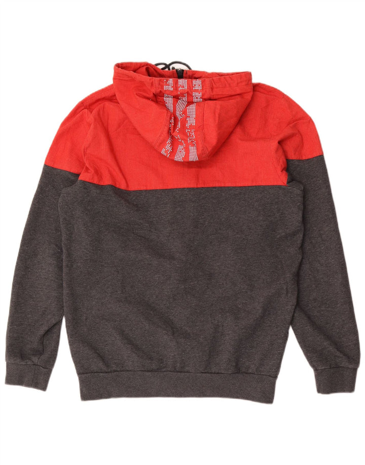 Suéter masculino Adidas com capuz e zíper cinza médio algodão colorblock