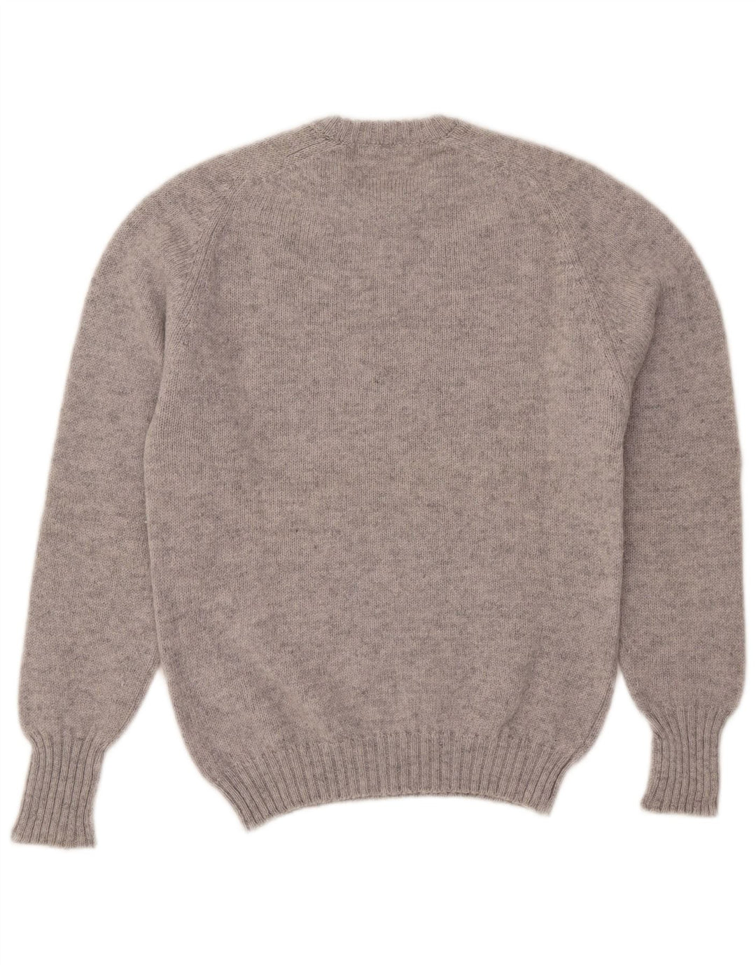 Suéter vintage masculino com gola redonda, lã cinza médio
