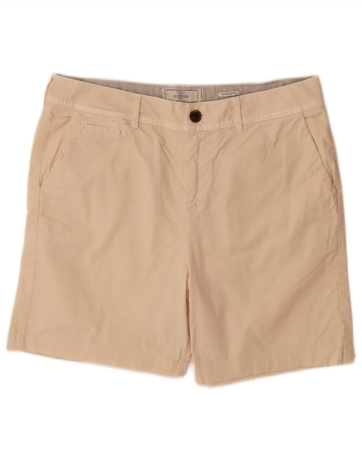 Shorts chino feminino de cintura alta FAT FACE Reino Unido 12 médio W32 algodão bege