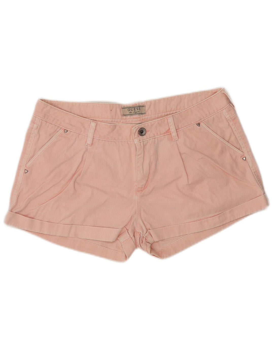 Shorts chino feminino de cintura baixa GUESS W28 médio rosa algodão