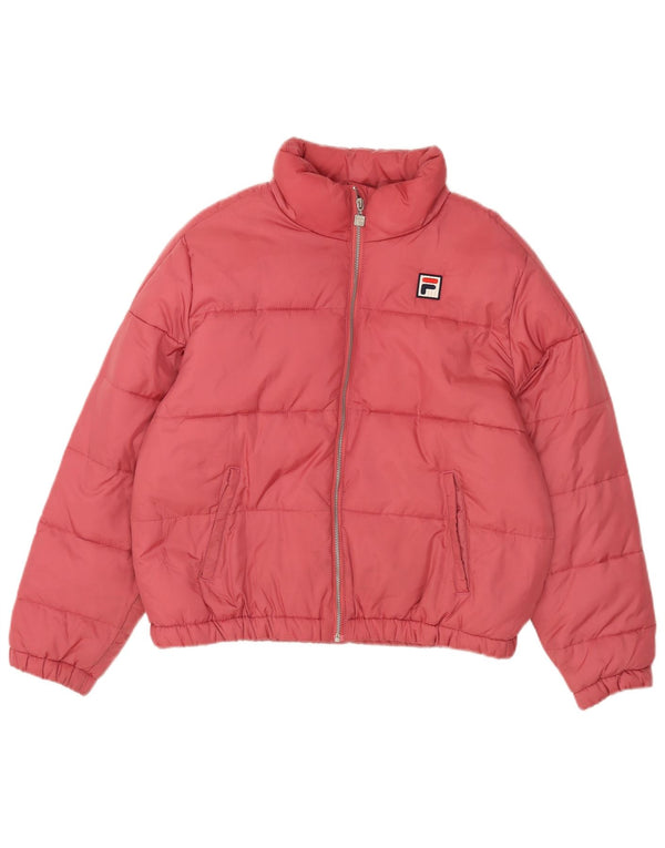Jaqueta feminina Fila Loose Fit acolchoada UK 14 poliéster rosa médio