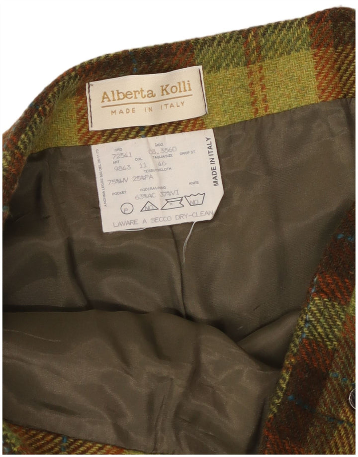 Saia evasê feminina vintage IT 46 grande W32 acrílico xadrez verde