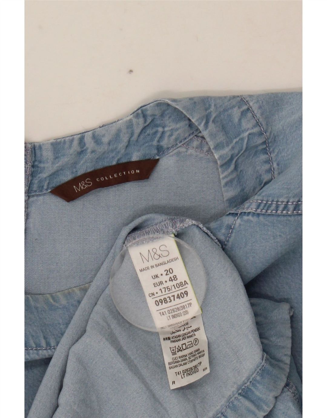 Blusa jeans feminina MARKS & SPENCER UK 20 2XL azul Lyocell