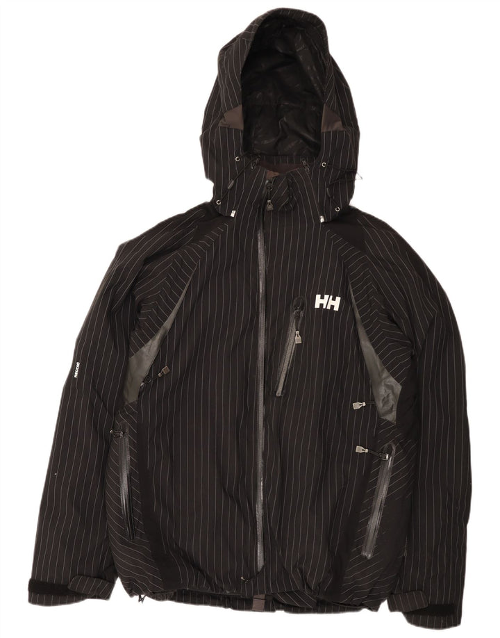 Jaqueta de chuva masculina Helly Hansen com capuz gráfico Reino Unido 38 médio preto listrado