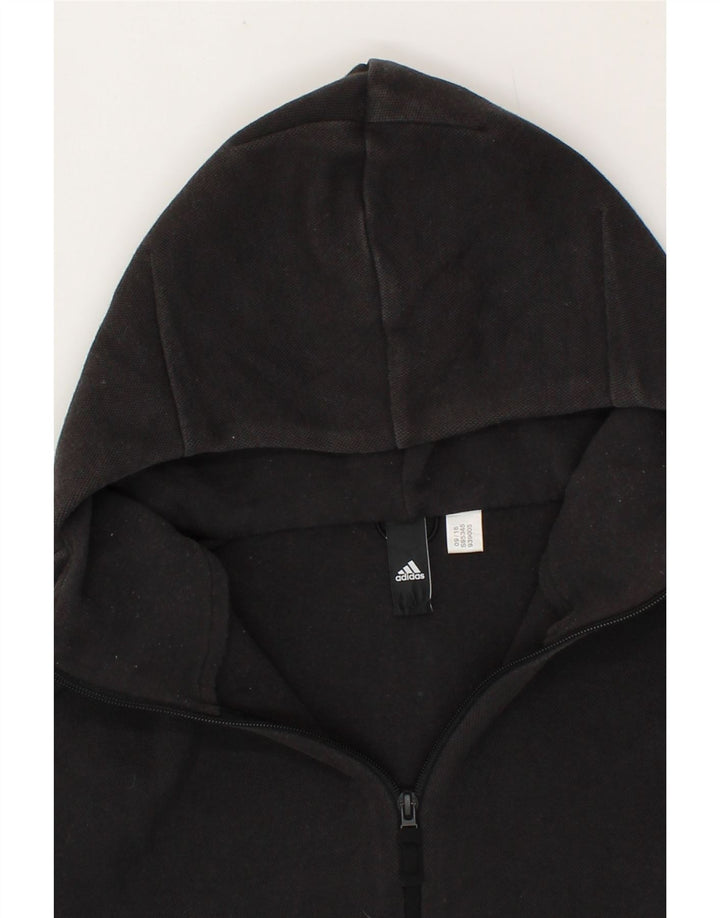 ADIDAS Womens Zip Hoodie Sweater UK 16 Large Black Vintage Adidas and Second-Hand Adidas from Messina Hembry 