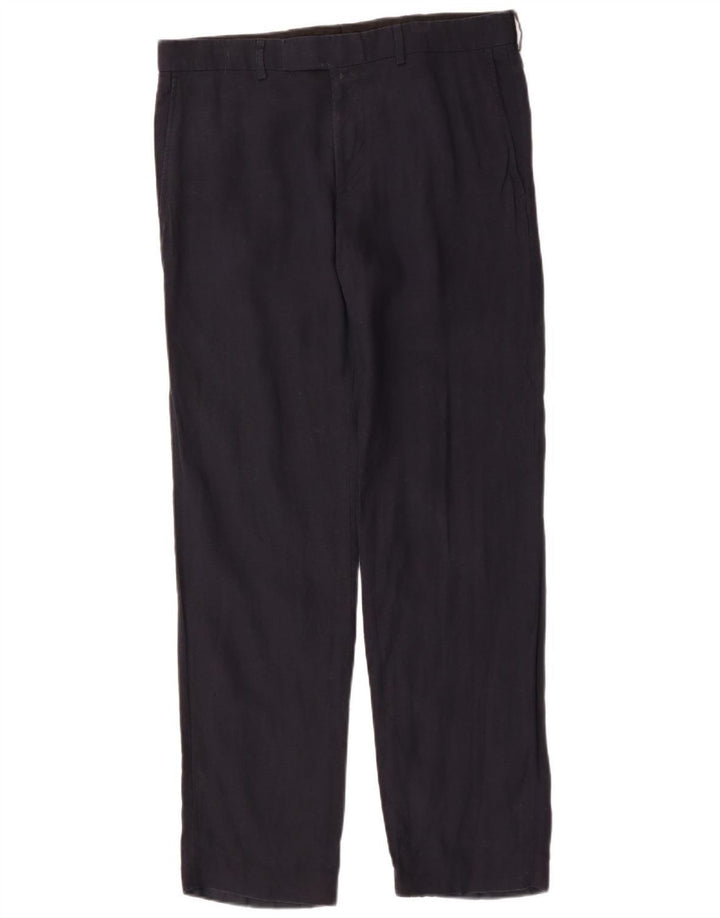 Calça chino reta masculina HUGO BOSS IT 48 Médio W34 L32 Azul marinho