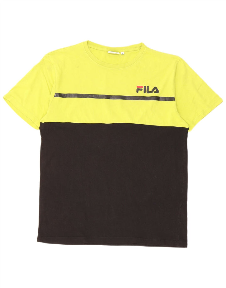 Camiseta masculina Fila Top grande algodão colorblock amarelo