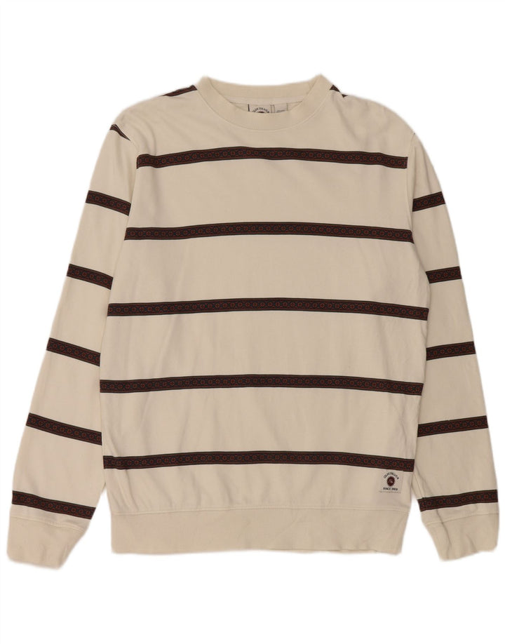 Quiksilver moletom masculino jumper médio algodão listrado branco