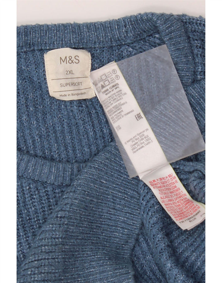 Suéter masculino Marks & Spencer com gola redonda 2XL azul poliamida
