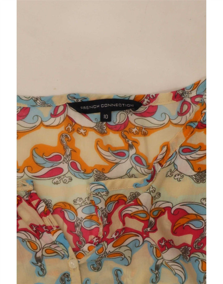 Vestido feminino French Connection manga 3/4 linha A Reino Unido 10 pequeno multicolorido