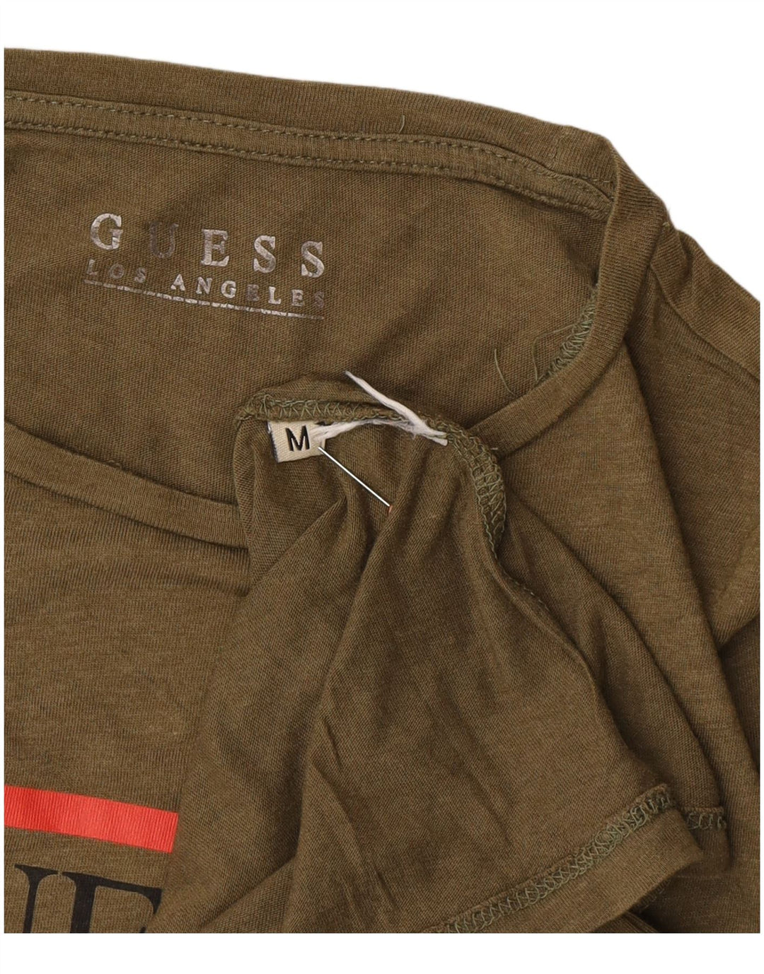 GUESS Womens Graphic T-Shirt Top UK 12 Medium Khaki
