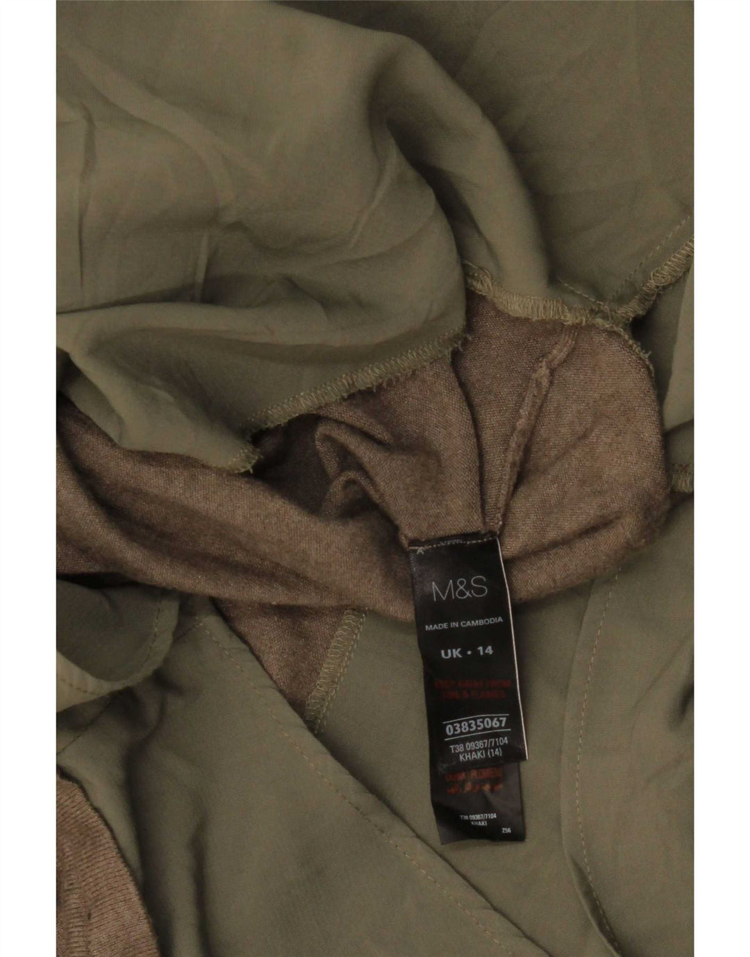 Camisa feminina Marks & Spencer Reino Unido 14 grande viscose cáqui