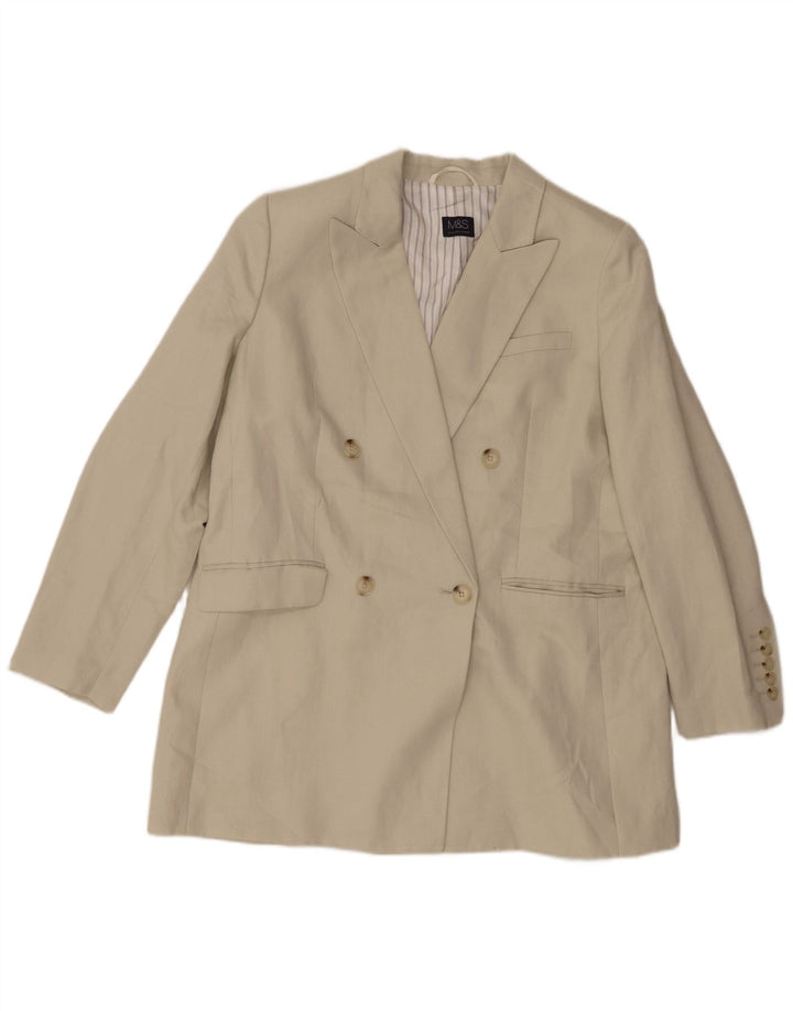 Jaqueta blazer feminina Marks & Spencer com peito duplo Reino Unido 16 grande bege