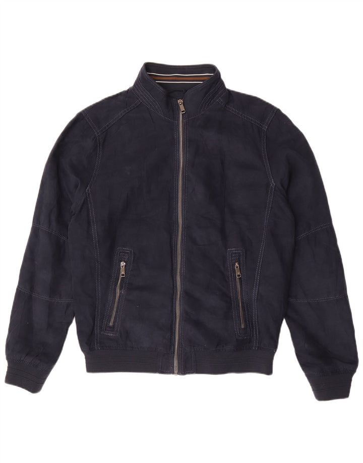 Jaqueta bomber masculina Zara UK 36 poliéster azul marinho pequeno