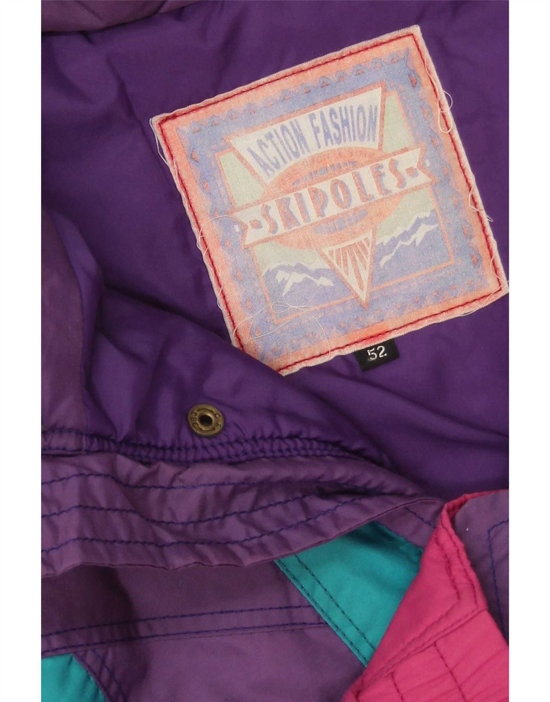 Jaqueta de esqui masculina vintage com capuz IT 52 XL Colourblock multicolorido Nylon