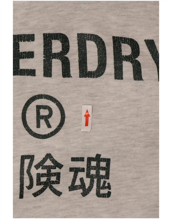 Suéter Superdry masculino com capuz gráfico cinza médio algodão