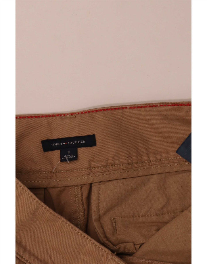 Saia reta feminina Tommy Hilfiger EUA 8 médio W32 algodão marrom