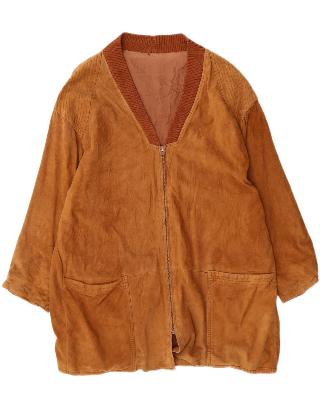 Jaqueta masculina vintage de camurça UK 40 grande marrom