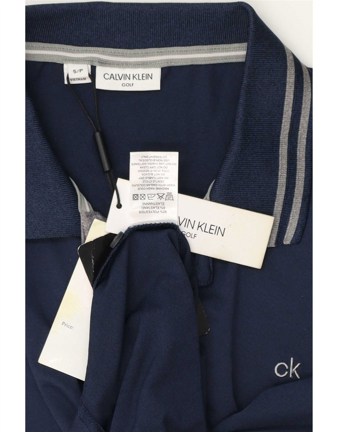 Camisa polo masculina Calvin Klein pequena azul marinho poliéster