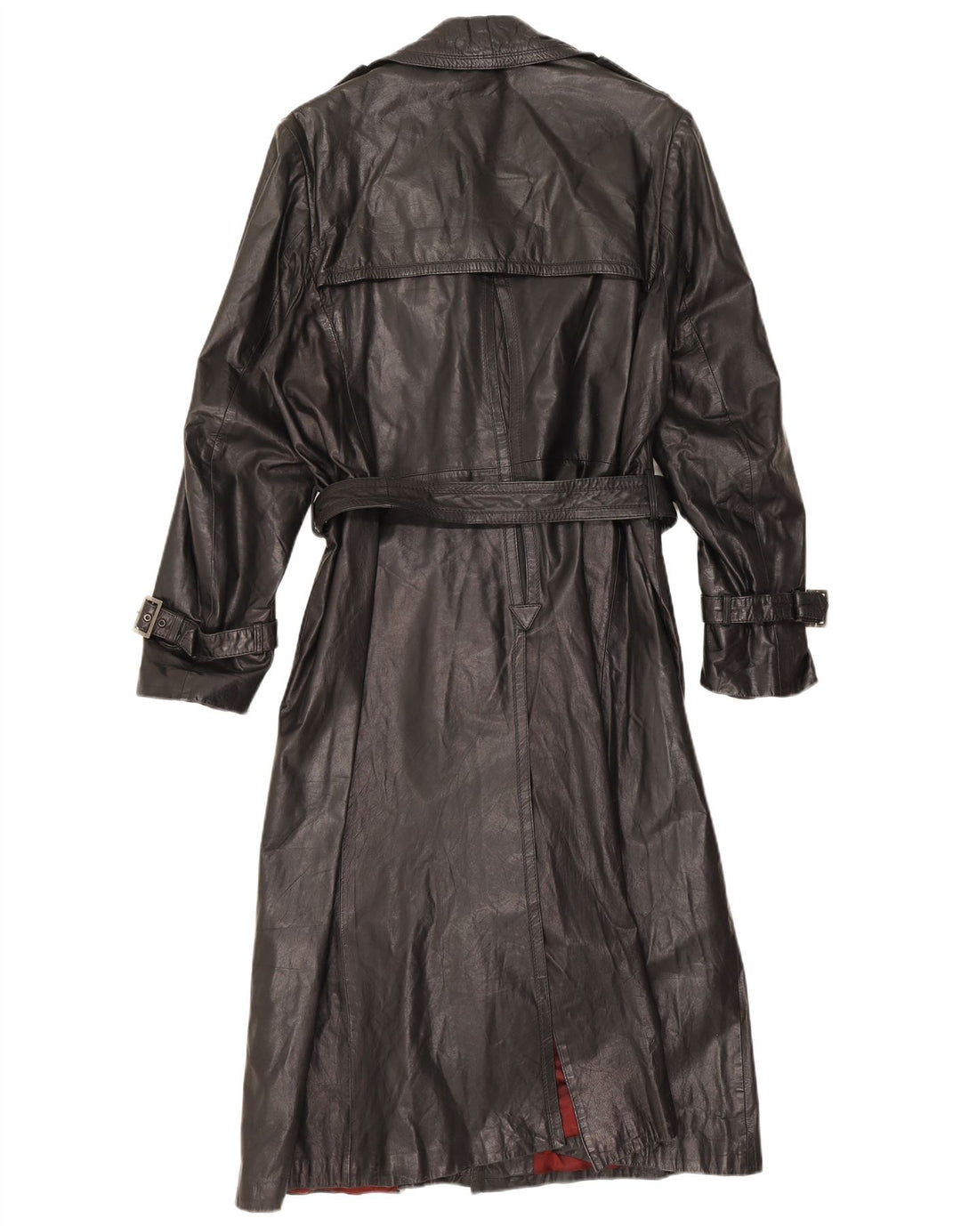 Casaco feminino vintage de couro com peito duplo IT 48 XL preto
