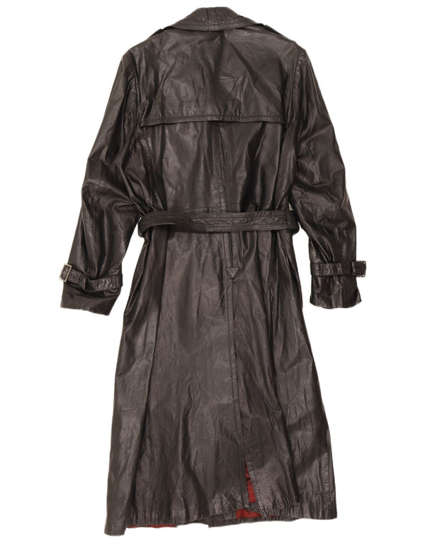 Casaco feminino vintage de couro com peito duplo IT 48 XL preto